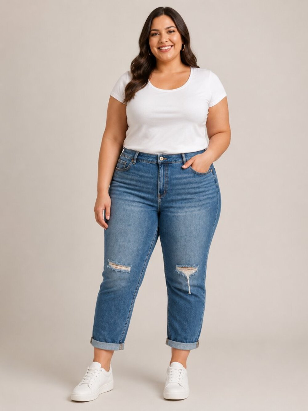 18W Jessica Simpson Blue Boyfriend Jeans with Distressed Details